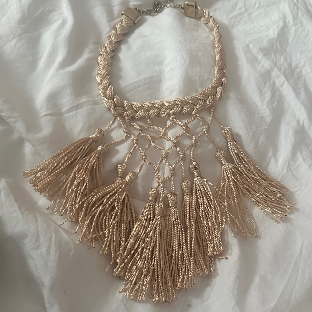 Mika Braided Gold Tassel Necklace 27$